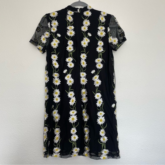 Forever 21 Embroidered Daisy Mock-Neck Mesh Mini Dress MEDIUM - Picture 3 of 7